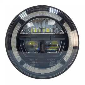 Светодиодные фары Samrai 1690BY - 7",  90W - Ближний - Дальний + ДХО (Янтарный) (комплект 2 шт)