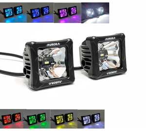Светодиодные фары 30W*2 AURORA - ALO-D3-2-P23 - Комбинированный свет, подсветка RGB