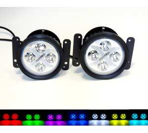 Фары Aurora 4" 40W - ALO-E-R4T3-E-RGB - Ближний свет +RGB подсветка в форме Х, управление кнопкой ( 2 шт )