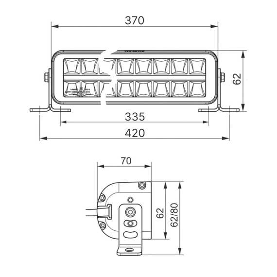 Светодиодная балка Samrai 120W - Дальний свет с ДХО (Белый-Жёлтый), 45 см, 15600 Lm, 35120D