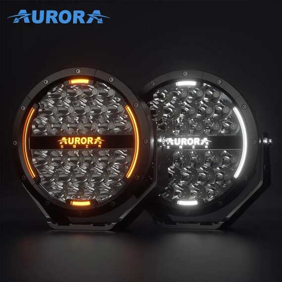 Светодиодные фары AURORA 120W*(2шт)  - ALO-P-R-7-C34D1-AW - Комбинированный свет (белый свет)7400 Lm+ ДХО (Белый и Желтый)