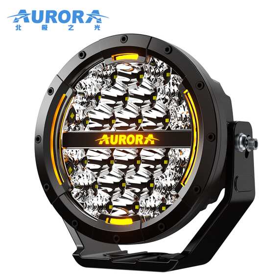 Светодиодные фары AURORA 7" 120W - ALO-P-R-7-C34D1-AW - Комбинированный свет (белый свет)7400 Lm+ ДХО (Белый и Желтый)