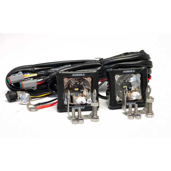 Светодиодные фары 30W*2 AURORA - ALO-D3-2-P23 - Комбинированный свет, подсветка RGB