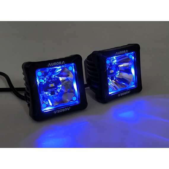 Светодиодные фары 30W*2 AURORA - ALO-D3-2-P23 - Комбинированный свет, подсветка RGB
