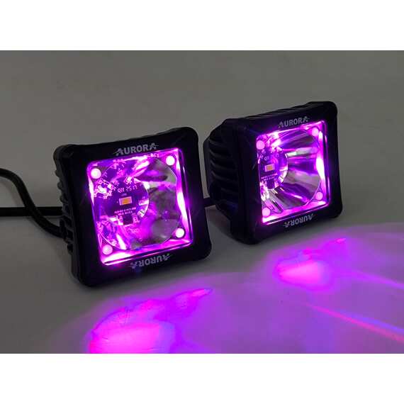 Светодиодные фары 30W*2 AURORA - ALO-D3-2-P23 - Комбинированный свет, подсветка RGB