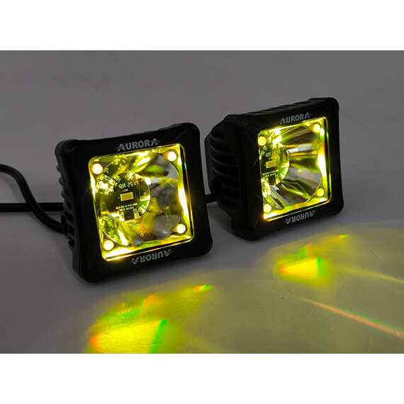 Светодиодные фары 30W*2 AURORA - ALO-D3-2-P23 - Комбинированный свет, подсветка RGB