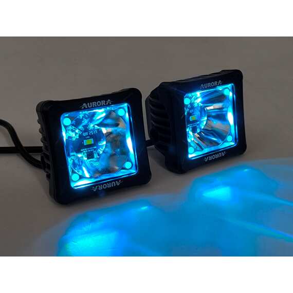 Светодиодные фары 30W*2 AURORA - ALO-D3-2-P23 - Комбинированный свет, подсветка RGB